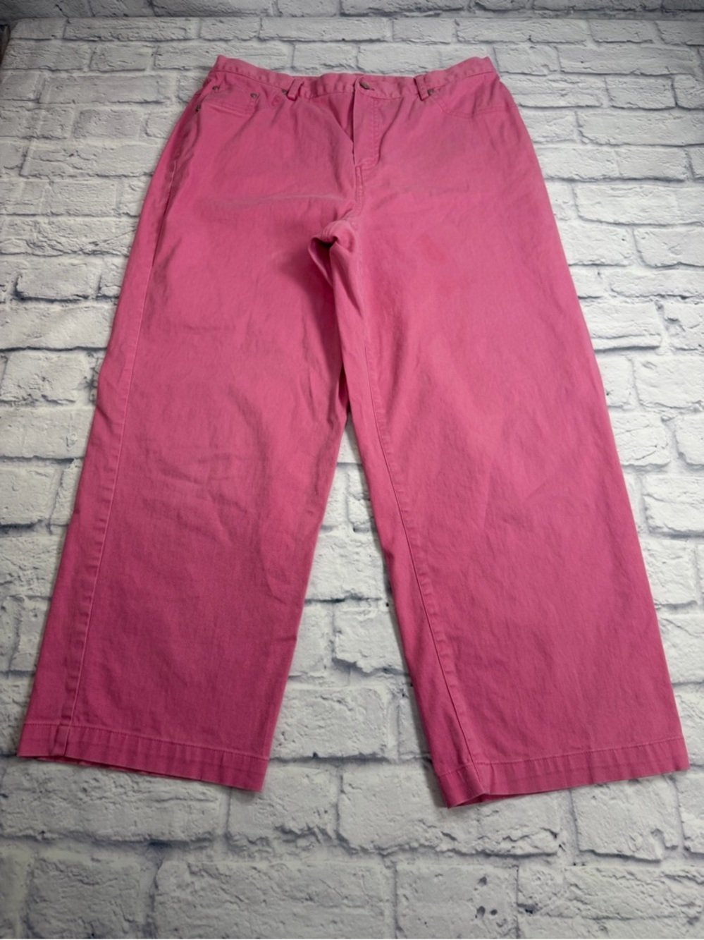 Vintage Alfred Dunner Bright Pink Wide-Leg Cotton Pants. Size 16. Artsy.